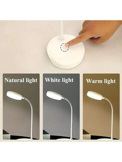 1 قطعة مصباح مكتب LED، إضاءة كتاب صغيرة مُشغلة عبر منفذ USB مع 3 درجات لون وإمكانية التحكم في درجة السطوع للقراءة، هدية مثالية للمنزل والمكتب