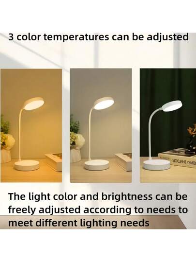 1 قطعة مصباح مكتب LED، إضاءة كتاب صغيرة مُشغلة عبر منفذ USB مع 3 درجات لون وإمكانية التحكم في درجة السطوع للقراءة، هدية مثالية للمنزل والمكتب