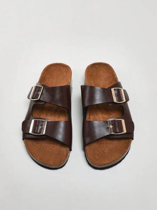 Solezae صنادل مزلقة مزينة بمشبك للنساء، صنادل صيفية عصرية مسطحة للعيد الهالوين عيد الميلاد الخريف والشتاء