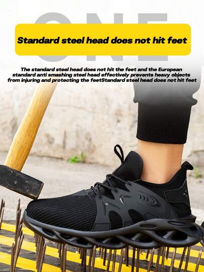 بوت السلامة للعمل ذات أطراف معدنية للرجال والنساء، بوت عمل "لا تُنكسر" مقاومة للثقب وقابلة للتنفس