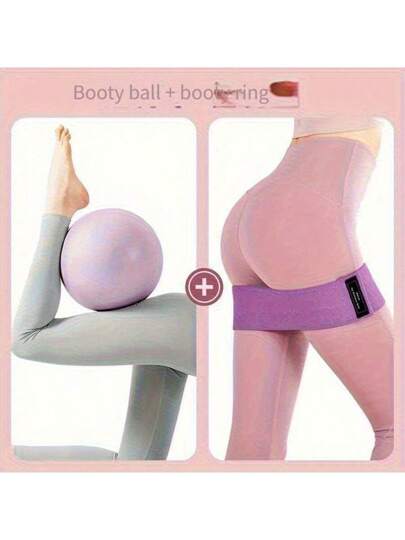 1 كرة تمارين للأرداف و 1 طقم شريط مقاومة للأرداف لياقة البدنية اليومية، جنسي