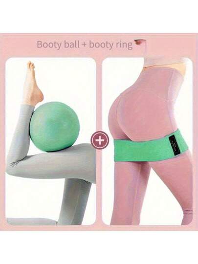 1 كرة تمارين للأرداف و 1 طقم شريط مقاومة للأرداف لياقة البدنية اليومية، جنسي
