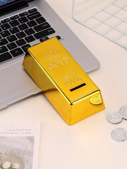 أثاث مكتبي 1 قطعة صندوق نقود مصنوع بشكل طوبة ذهبية مُقلدة، تصميم إبداعي كديكور على المكتب، هدية مبتكرة لعيد الشكر، عيد الميلاد، عيد الهالوين، عودة للمدرسة و هدايا مبتكرة للأصدقاء في المناسبات العطلات