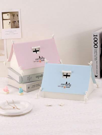 أثاث مكتبي 1 صندوق مال على شكل خيمة، يأتي مع اكسسوارات صغيرة، زينة طاولة كوايي جميلة، زينة عائلية، صندوق مال متعدد الوظائف وجميل، هدايا حفلات للأصدقاء