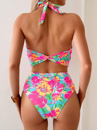 طقم تانكيني حريمي Swim Mod مجموعة بكيني بطبعة زهور استوائية 2 قطعة للمرأة