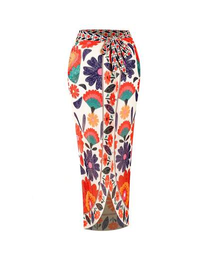 Swim Oasis ملابس سباحة قطعة واحدة مطبوعة مع أشرطة للنساء ذوات الحجم الكبير، مجموعة قطعتين لملابس الشاطئ اليومية