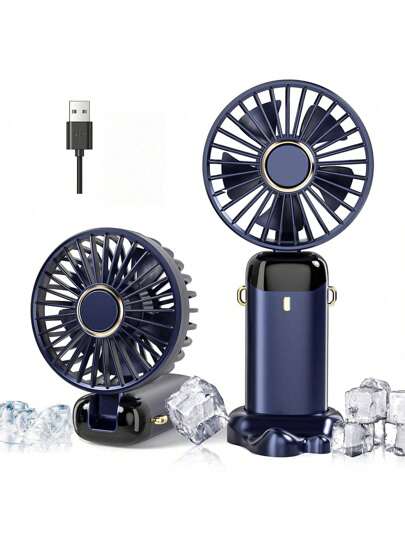 مروحة صغيرة محمولة بشاشة رقمية هادئة للمكتب وطلاب المدارس والجامعات ومشحونة عبر منافذ USB للاستخدام الخارجي، مروحة محمولة لليد والرقبة والمكتب من 3 أنواع، قابلة للطي 90 درجة مع قاعدة، 5 سرعات وخفيفة الوزن مناسبة للنساء