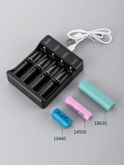 شاحن بطارية قابلة للشحن 18650 متعدد المنافذ USB 2/4 فتحات لبطاريات 10440 و 14500 و 18650 بفولتية 4.2 فولت