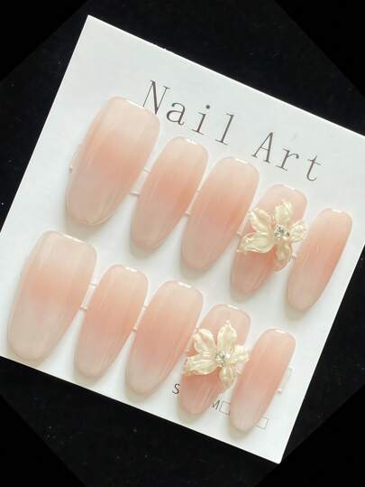 10 قطع أظافر قابلة للضغط يدوية الصنع ، أظافر صناعية ، أزهار ثلاثية الأبعاد ، أظافر صيفية ، فن الأظافر الجميل ، أظافر وردية ، مناسبة للنساء والفتيات للارتداء اليومي أو المناسبات ، جودة عالية المستوى