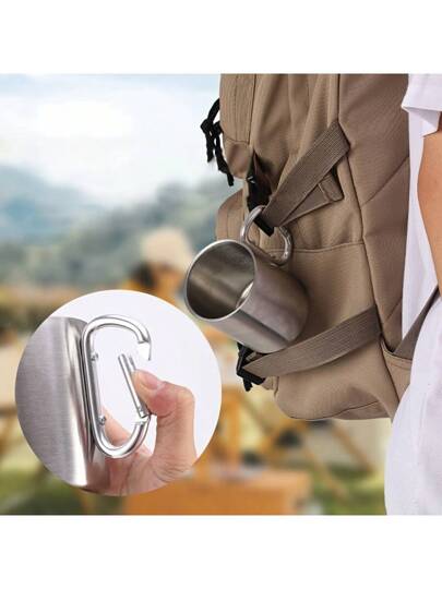 كوب معدني من الفولاذ المقاوم للصدأ للتخييم مع حافة معدنية من الفولاذ المقاوم للصدأ 304، مناسب للحقائب الظهرية/قلادات