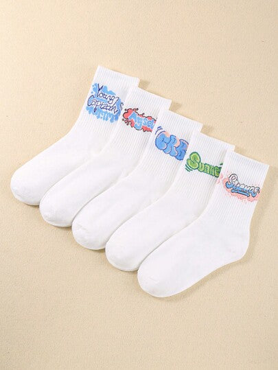 20 زوج جورب نصف ساق للرجال بطبعات فنية مجردة و رسومات جرافيتي بالأبيض، طراز ملائم لارتداء اليومي