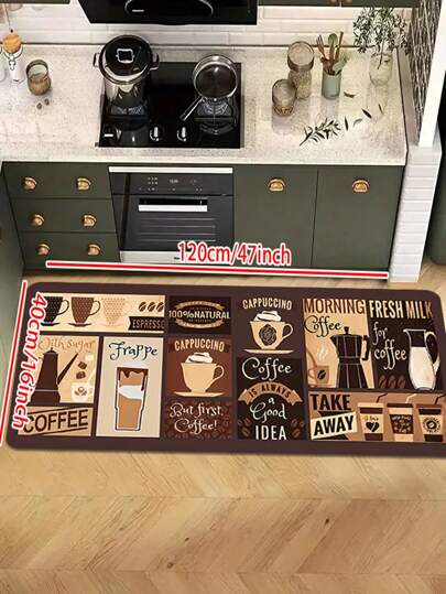 1/ 2 قطعة سجادة مطبخ بطراز قديم بمظهر القهوة، قابلة للغسيل الآلي، طقم سجادة أرضيات المطبخ، مناسبة للاستخدام الداخلي والخارجي في مداخل الأبواب والحمامات وأرضيات الغسيل، وتجف بسرعة، هدية مثالية