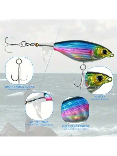 1 قطعة/5 قطع من الطعم الصلب البلاستيكي العائم للسحب على المسافات الطويلة في صيد السمك ، طعم صيد السحب الخاص بمينج مو