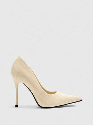 CUCCOO BIZCHIC حذاء كعب ذات كعب عالي برؤوس مدببة لون أحادي للنساء، موضة صيفية