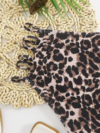 SHEIN Swim Curve بكيني باللون النمري بقطعة سفلية للنساء ذوات الحجم الكبير