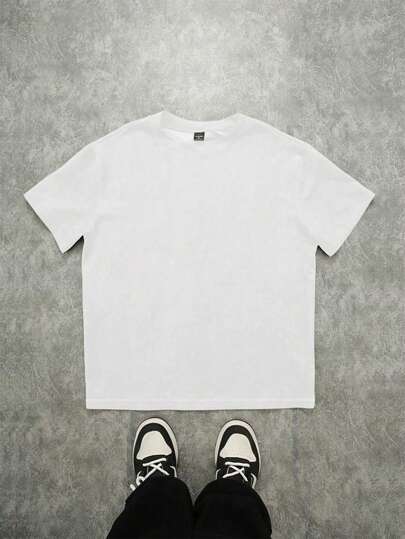 GraphicGems قميص محبوك مطبوع بياقة مستديرة، موديل كاجوال للأولاد الكبار