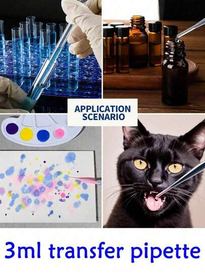 100 قطعة قطارة بلاستيكية تنقيط مستهلكة قدرة 3 مل لنقل الزيوت الأساسية، قطارة للعيون للتجارب العلمية، الحرف اليدوية، أداة التجميل، قطارة سائلة مستهلكة للمختبر العلمي، DIY