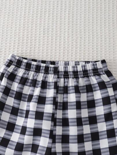 4 قطع حزمة بنطلونات خاصة بالأولاد بخصر مطاطي منسوجة بنقشة منقوشة، طباعة رقمية بخطوط فرشاة غير متناظرة وأحرف إنجليزية، مناسبة للأناقة اليومية والخروجات والسفر والمناسبات والأعياد