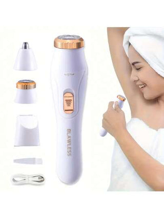 طقم الة إزالة شعر كهربائية 3 في 1 للنساء - ماكينة توريد شعر الوجه البطارية قابلة للشحن بمنفذ يو اس بي, ماكينة تنظيف الحواجب, جهاز تقشير الجسم الكامل، هدية للنساء، سعة بطارية 150 مللي أمبير