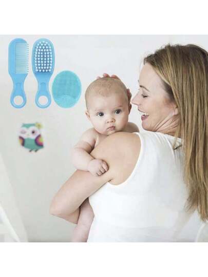 3 قطع طقم فرشاة شعر آمنة للأطفال لإزالة علامات الولادة، العناية برأس الوليد ، طقم فرشاة تدليك للأطفال