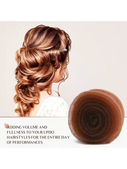 إسفنجة شعر لون بني داكن ، مادة ملء للشعر، حلقة لشعر، أداة زيادة حجم الشعر ، وسادة شعر - لتسريحات الشعر المرفوعة، مناسبة لجميع الفصول