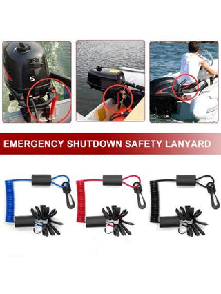 معزول السفينة الأمان حبل - يأتي مع 7 مفاتيح السلامة وحلقات المفاتيح - يطفو على الماء، أسلاك قاطع المحرك للسفن والدراجات المائية والمحركات الخارجية (أحمر/أزرق/أسود)