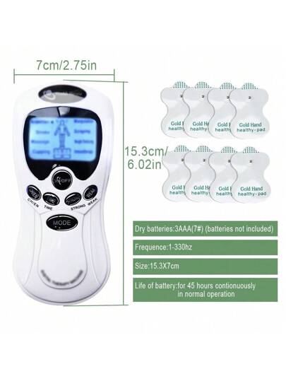 جهاز ماسج وعلاج طبيعي للجسم ١٥ مستوى شدة ب- 8 برامج، أجهزة EMS و TENS لتنشيط وتحفيز العضلات، لماسج كامل الجسم مع ٨ وسادات كهربائية