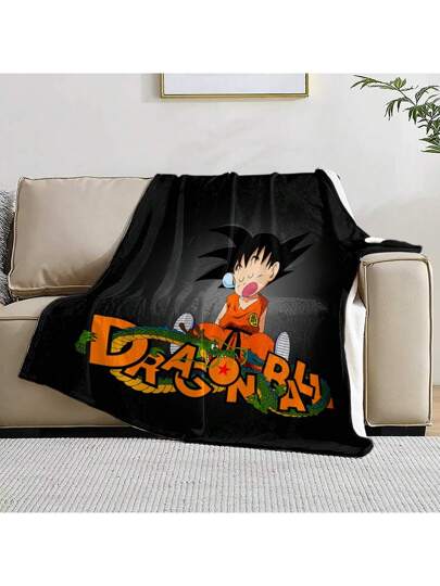 bandai بطانية ملساء مصنوعة من البوليستر قطعة واحدة ، مريحة لجميع الفصول، مناسبة للأريكة والسرير والسفر والتخييم، تصميم كرتوني حديث مع شخصيات غوكو وكريلين