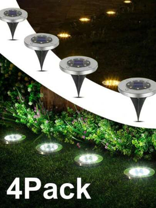4/8 قطعة أضواء أرضية تعمل بالطاقة الشمسية، 8 مصباح ليد مضادة للماء للأضواء الليلية في الخارج لفناء المنزل والحديقة والطريق والممرات