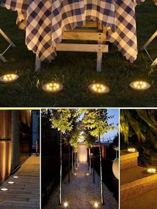 4/8 قطعة أضواء أرضية تعمل بالطاقة الشمسية، 8 مصباح ليد مضادة للماء للأضواء الليلية في الخارج لفناء المنزل والحديقة والطريق والممرات