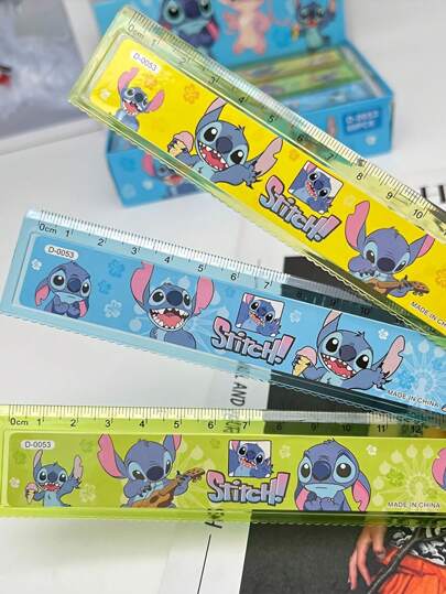 أدوات مكتبية ومدرسية Disney 10 قطع مسطرة ستيتش ديزني بألوان عشوائية، تصميم كرتوني، جوائز الفصول الدراسية، لوازم مدرسية، العودة إلى المدرسة