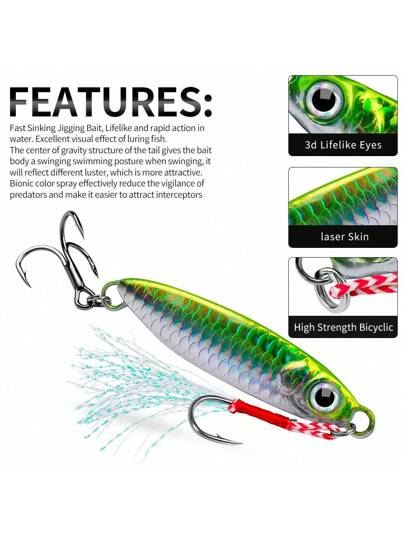 PROBEROS 8 قطع طعم الصيد الحديدي للرمي لمسافات بعيدة وزن من 7-30 جرام ، طُعم صيد السمك من القارب للبحر ، طُعم طعم صناعي من الحديد الرصاصي بتمثيل السمك