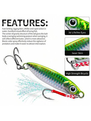 PROBEROS 8 قطع طعم الصيد الحديدي للرمي لمسافات بعيدة وزن من 7-30 جرام ، طُعم صيد السمك من القارب للبحر ، طُعم طعم صناعي من الحديد الرصاصي بتمثيل السمك