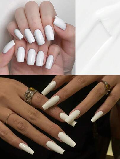 مجموعة ماكياج فرنسي للأظافر من KAMUA 15مل - 2 قطعة طلاء أظافر جل - لون وردي فاتح وأبيض للمناكير في صالون الأظافر، تتطلب استخدام مصباح الأشعة فوق البنفسجية، أسلوب بسيط ورقيق لفن الأظافر في الربيع والصيف، هدية للسيدات