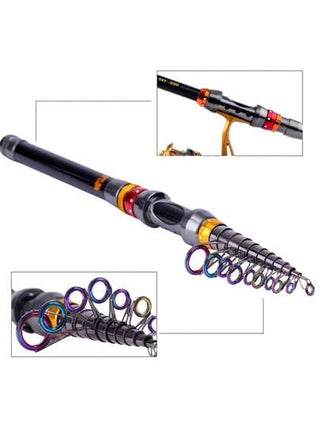 SOUGAYILANG عصا صيد سمك قابلة للتلسكوب من الكربون الألياف، حامل بكرة معدني، مقبض مريح قابل للتلسكوب، عصا صيد للسفر مناسبة للبلطي والسلمون، تتراوح من 1.8 متر إلى 3.6 متر