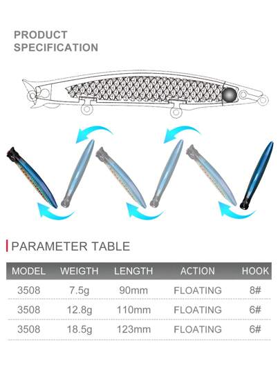 KINGDOM طفو أسماك البحر مطحنة المياه السطحية 7.5 جرام 110 مم 12.8 جرام 123 مم 18.5 جرام قذف بعيد لقادوس اصطناعية صلبة عالية الجودة
