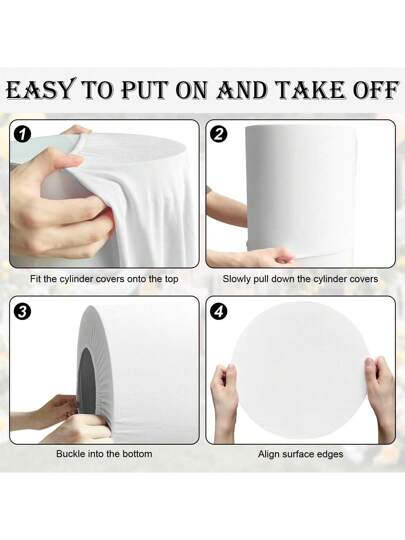 1 طقم من أغطية القاعدة الأسطوانية من القطن المطاطي، أغطية حامل القاعدة الأسطوانية، أغطية قاعدة الطاولة الأسطوانية، وأغطية عمود القاعدة المطاطي للحفلات باللون الأسود والأزرق الداكن والوردي والأحمر والبيج والأزرق الفاتح والبنفسجي. مناسب لأعمدة حفلات...