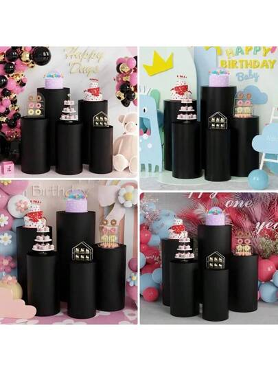 1 طقم من أغطية القاعدة الأسطوانية من القطن المطاطي، أغطية حامل القاعدة الأسطوانية، أغطية قاعدة الطاولة الأسطوانية، وأغطية عمود القاعدة المطاطي للحفلات باللون الأسود والأزرق الداكن والوردي والأحمر والبيج والأزرق الفاتح والبنفسجي. مناسب لأعمدة حفلات...