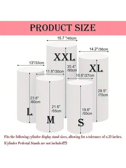 1 طقم من أغطية القاعدة الأسطوانية من القطن المطاطي، أغطية حامل القاعدة الأسطوانية، أغطية قاعدة الطاولة الأسطوانية، وأغطية عمود القاعدة المطاطي للحفلات باللون الأسود والأزرق الداكن والوردي والأحمر والبيج والأزرق الفاتح والبنفسجي. مناسب لأعمدة حفلات...