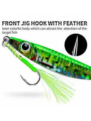 5 قطع من طُعم PROBEROS من صفائح الحديد المطبوع عليه رسوم الصيد طويلة المدى، طبق معدني غارق بتشكيل دم له 3 خطاطيف، طعم حديدي سريع الجذب