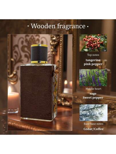 زجاجة رذاذ عطر فاخرة بسعة 50مل بشكل مربع من الخشب مع تزيين من الجلد بملمس الجلد، بطراز عتيق وأنيق، مناسبة لديكور غرفة النوم، تنعيم رائحة المطبخ، منزل المكتب، تدفئة المزاج، تخفيف الضغط، ل- الاستخدام الداخلي والخارجي، الاحتفالات والتجمعات العائلية...