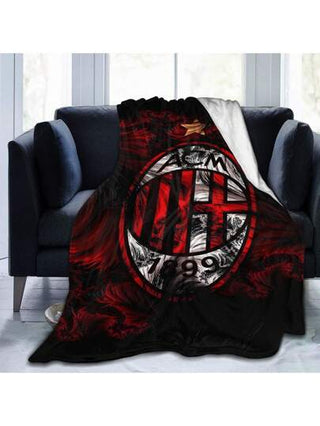 قطعة واحدة بطانية ناعمة ودافئة لنادي ميلان الأسطوري، مناسبة لغرفة النوم وغرفة الضيوف وغرفة المعيشة والسيارة والأريكة والسفر، بطانية متعددة الوظائف لجميع المواسم، مزينة بتصميم حي، هدية مثالية للعائلة والأصدقاء - اكسسوار ديكور المنزل