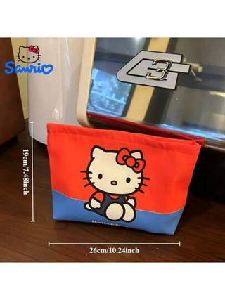 أدوات مكتبية ومدرسية Sanrio حقيبة يد من ساتورينو هالو كيتي بتصميم أصلي باللونين الأحمر والأزرق كتناقض للقطة، حقيبة مستحضرات التجميل، أدوات مدرسية، هدايا عيد الميلاد