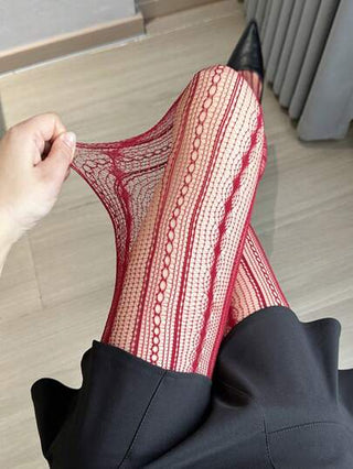 زوج جورب طويل شرائطي كابل قطني رجعي رومانسي، جوارب لاصقة نسائية مخصرة وجذابة