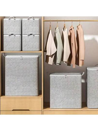 صناديق تخزين قماشية قابلة للطي وذات أغطية ومقابض - بنمط سمكة عظمية ، أحجام متعددة (29.06/39.63/58.12 جالون) للملابس والبياضات والوسائد واللعب - منظم تحت السرير أو الدولاب، تخزين ملابس في الخزانة أو الدولاب، إكسسوار ديكوري محايد، إغلاق سوستة آمن
