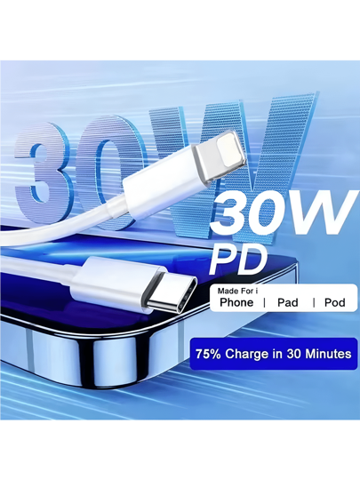 كابل شاحن سريع نوع C إلى Lightning، متوافق مع 14 13 12 11/Mini Pro XR Xs Max X SE 8 7 6 Plus/iPad/iPod