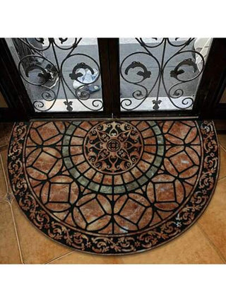 قطعة سجادة دائرية مصنوعة من مادة البوليستر القابلة للغسيل الآلي ذات تصميم عتيق، سماكة مانعة للانزلاق، لينة من الصوف البارد، ضرورية لديكور المنزل، مناسبة للمدخل وغرفة المعيشة