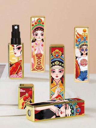 زجاجة عطر جديدة سعة 5مل مربعة الشكل لماكياج أوبرا بكين، قابلة للحمل، يتم ملئها من الأسفل، رذاذ عطر، قابلة لإعادة الاستخدام، تصميم سائل ملئ من الأسفل، زجاجة عطر جيبية. مناسبة للارتداء في المكتب والسفر والاستخدام اليومي، مع العديد من الأنماط للاختيار منها.