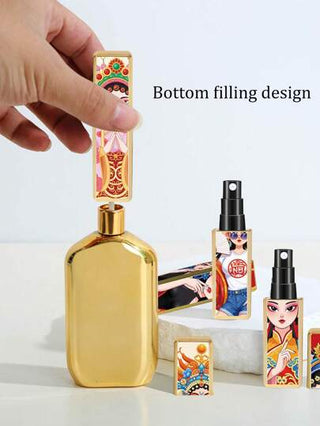 زجاجة عطر جديدة سعة 5مل مربعة الشكل لماكياج أوبرا بكين، قابلة للحمل، يتم ملئها من الأسفل، رذاذ عطر، قابلة لإعادة الاستخدام، تصميم سائل ملئ من الأسفل، زجاجة عطر جيبية. مناسبة للارتداء في المكتب والسفر والاستخدام اليومي، مع العديد من الأنماط للاختيار منها.