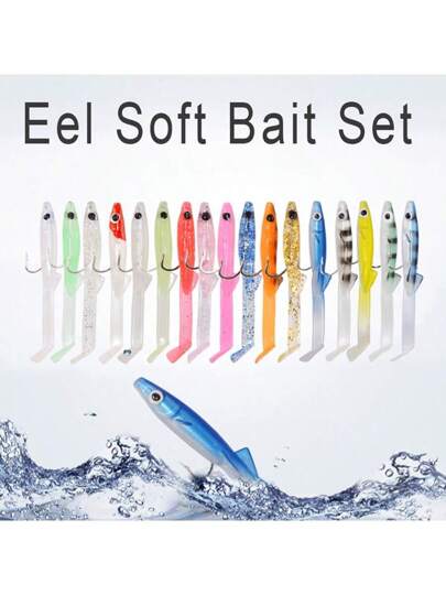 17 قطعة طعم سميك صرصور طري، مجموعة طعم ناعم، طعم سمك، معدات صيد السمك الناعمة للطعوم وطعم قنديل البحر والقاطوس